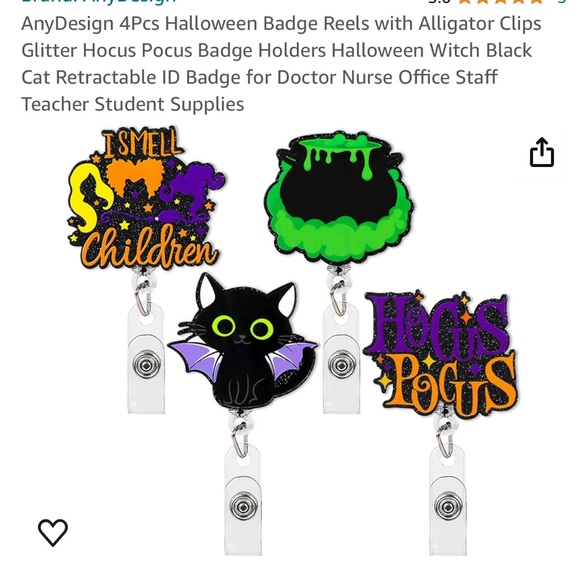 4Piece Halloween Retractable ID Badge Reels With Alligator Clips. NWT - Picture 7 of 7